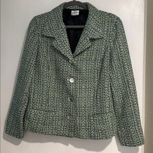 Chico's Textured Green Tweed Blazer